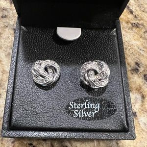 Diamond Love Knot Stud Earrings (1/10 ct. t.w.) in Sterling Silver